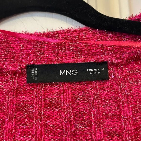 Mango cardigan with lurex buttons, pink shimmer, size M - Picture 3 of 5